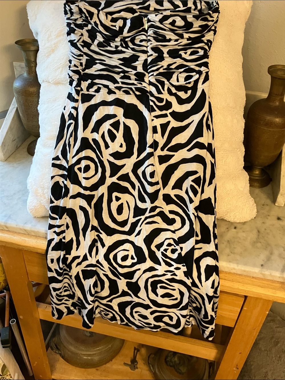 bebe Black and White Strapless Rose-Print Dress - Picture 10 of 13